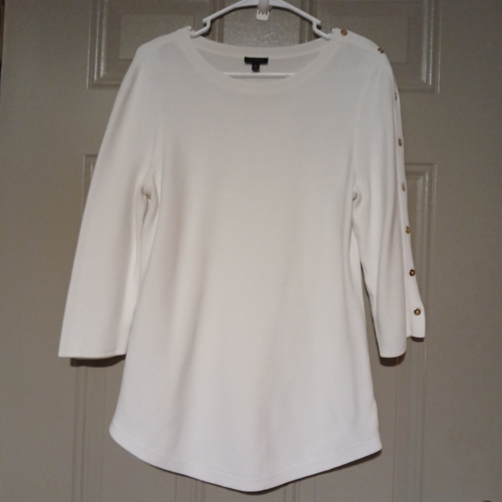 Talbots button sleeve boat neckline size M